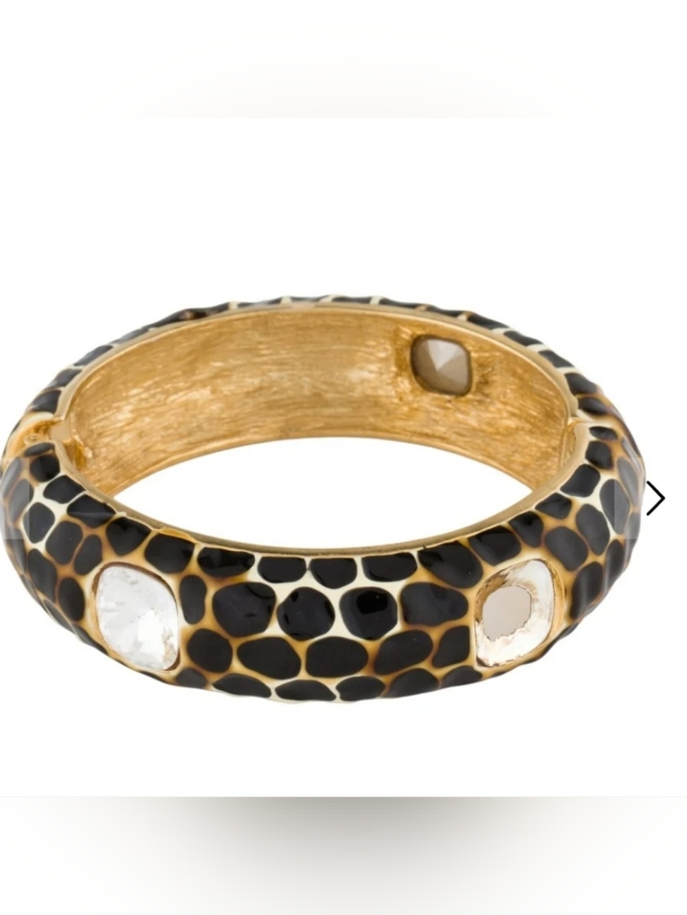 Kenneth Jay Lane Animal Print Bangle Crystal Bracelet Black Gold KJL